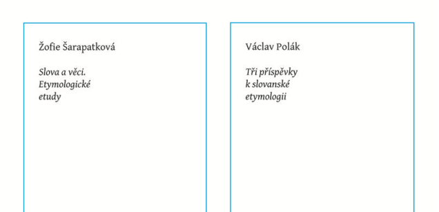 Nová knižní řada Prameny české etymologie